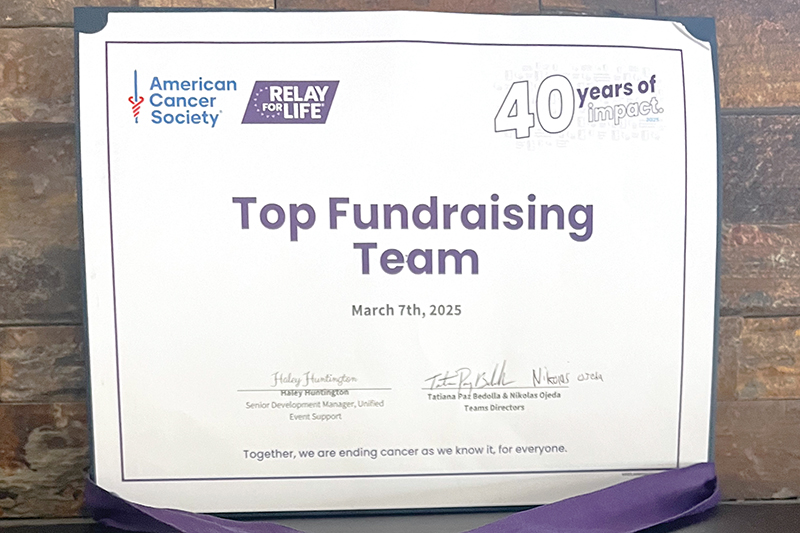 Florida International Top Fundraising Team at Relay for Life