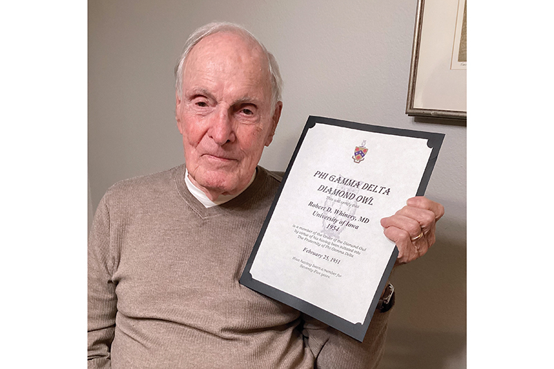 Bob Whinery (Iowa 1954) - Diamond Owl certificate